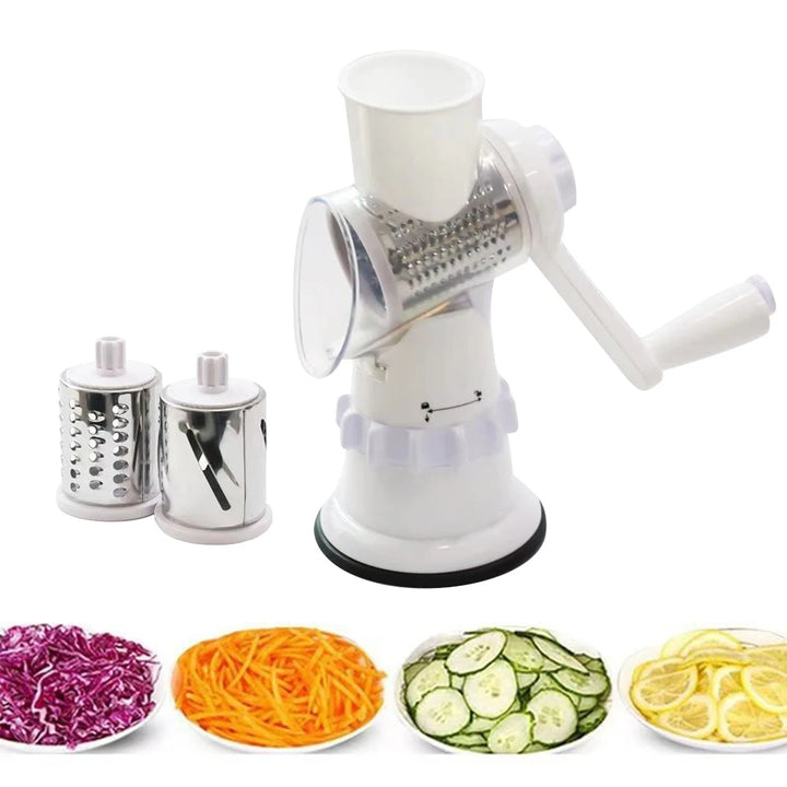 Manual Vegetable Slicer 3-Blade Hand Crank Chopper for Meal Prep
