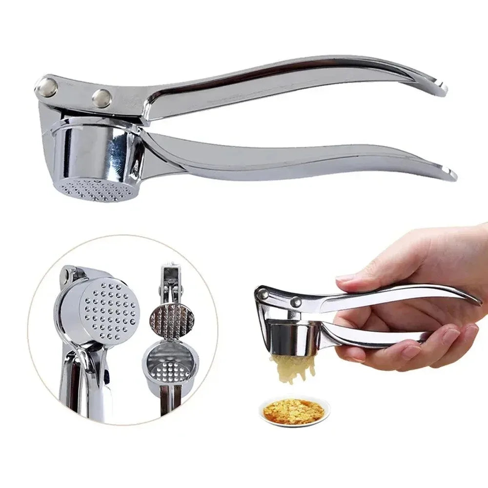 Stainless Steel Garlic Crusher & Peeler - Easy-Clean Garlic Press Kitchen Tool