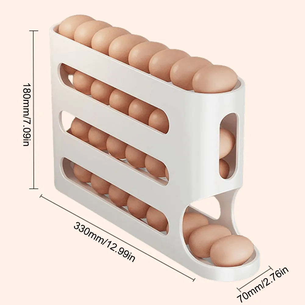 4-Layer Automatic Rolling Egg Dispenser - Fridge Egg Organizer Rack