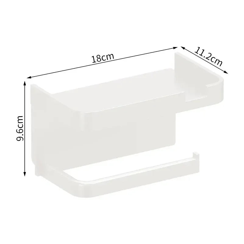 Toilet Paper Holder & Storage Rack - Plastic Wall-Mounted Kitchen Towel, Seasoning & Phone Holder