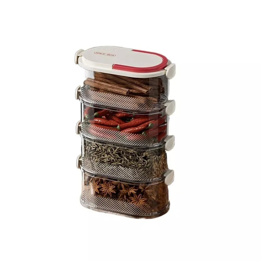 Stackable Seasoning Box Set Dual Layer Sealed Kitchen Storage Container