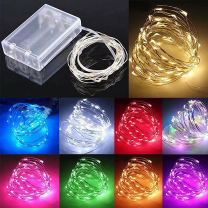 Fairy Light String LED Copper Wire - Battery Powered Bedroom, Garden & Wedding Decoration (1/2/3/5/10M) - Hom Haven