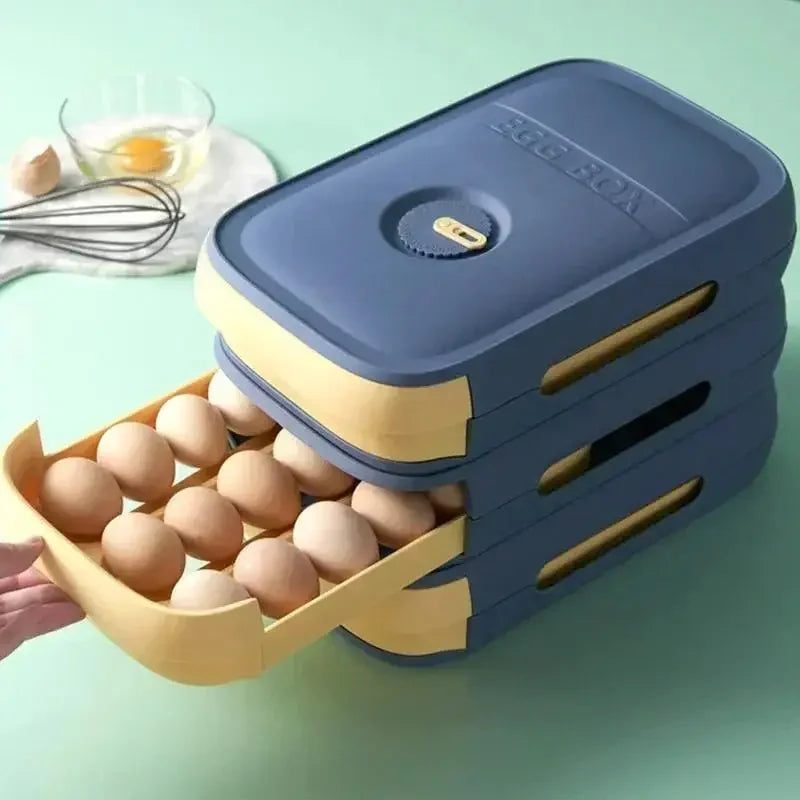 Drawer Egg Storage Box with Lid Refrigerator Organizer Food Container