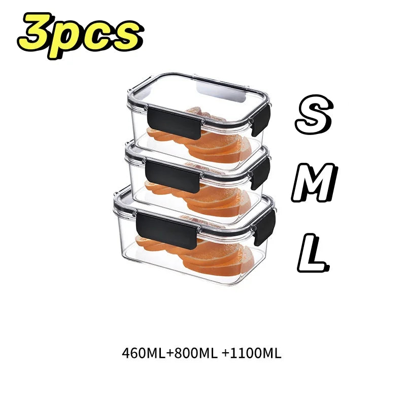 Refrigerator Crisper Storage Boxes, Sealed Fresh Food Organizer (3/1 Pcs)