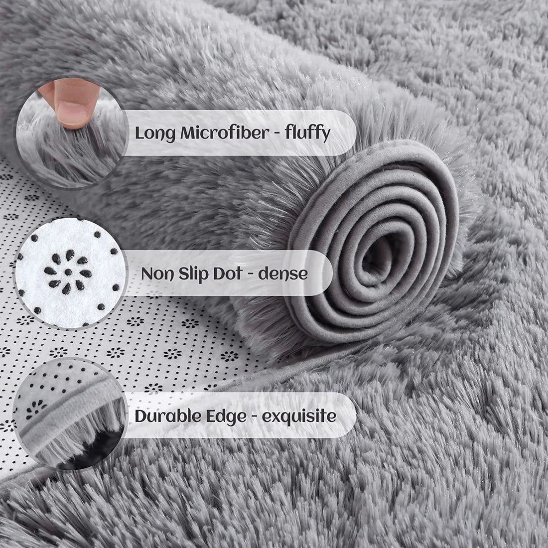 Soft Fluffy Tie-Dyed Shaggy Area Rug - Non-Slip Fuzzy Plush Bedside & Living Room Carpet