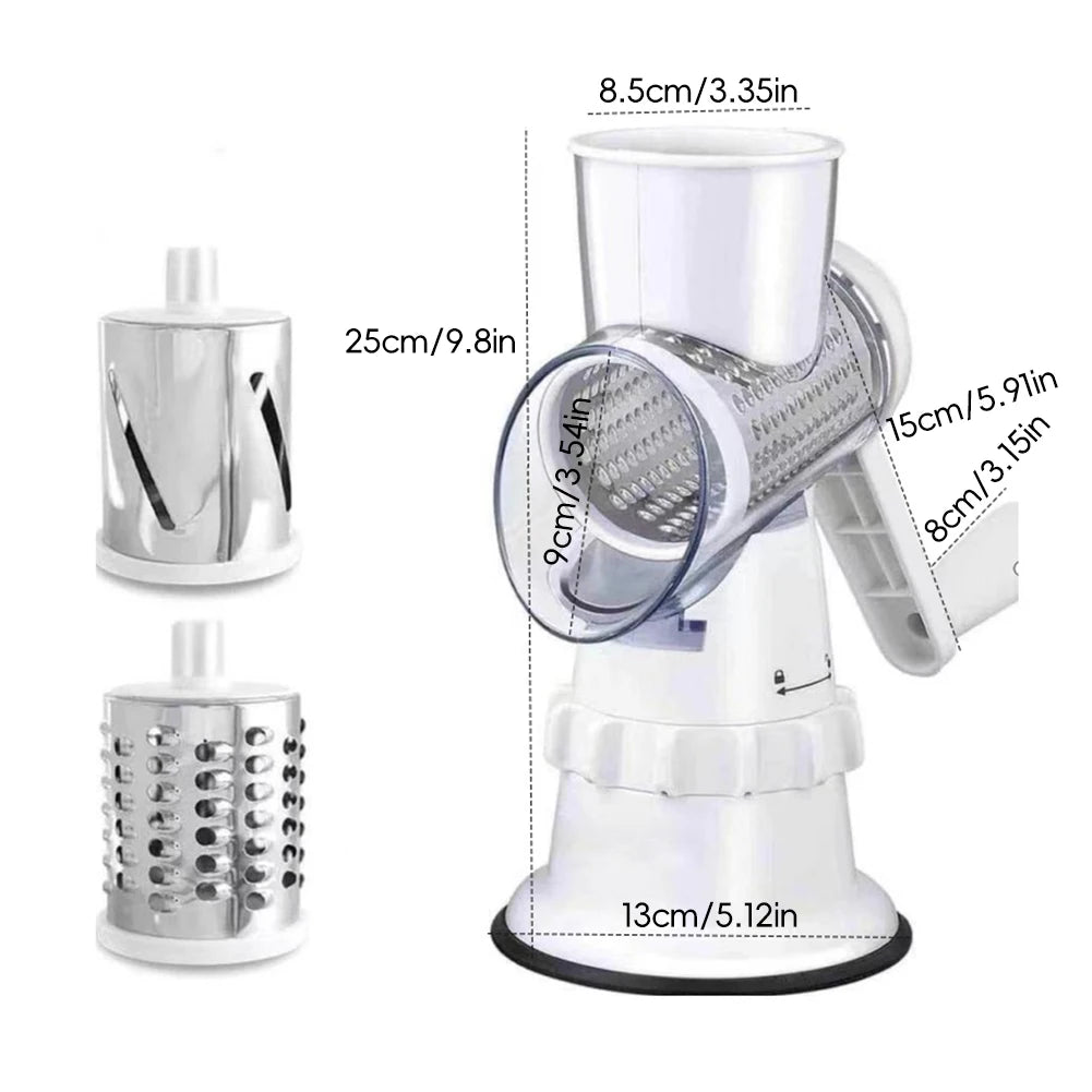 Manual Vegetable Slicer 3-Blade Hand Crank Chopper for Meal Prep
