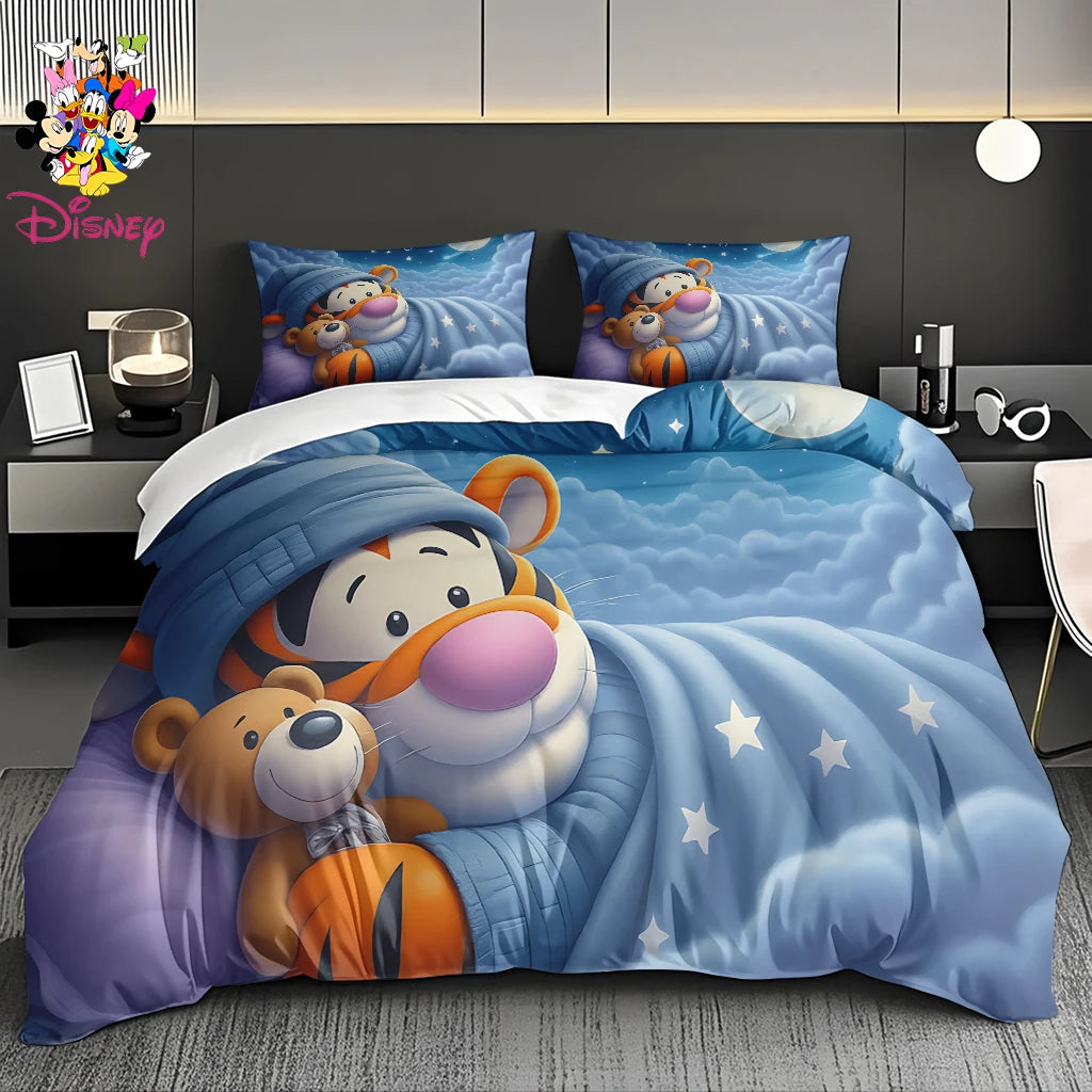 2/3pcs Disney Stitch & Mickey Duvet Cover Set Without Filler  Soft Bed Sheet,Skin-Friendly & Breathable Bedding Set Holiday Gift