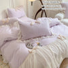 3pcs White Bedding set ruffles Duvet Cover Set (1*Duvet Cover + 2*Pillowcase, Without Core)for bedroom guest room
