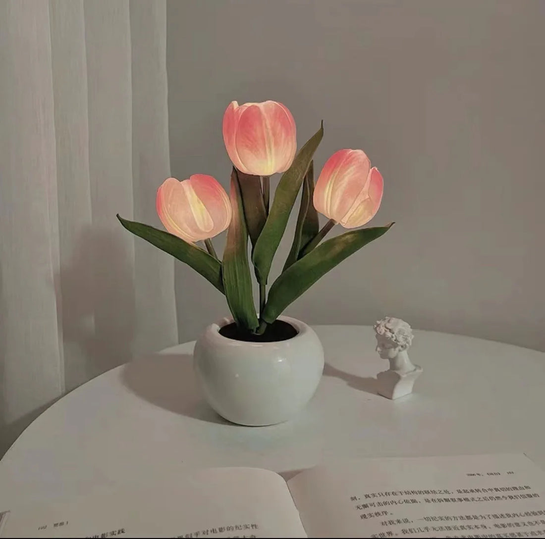 LED Tulip Night Lamp Decorative Flower Desk Light Gift for Room Decor