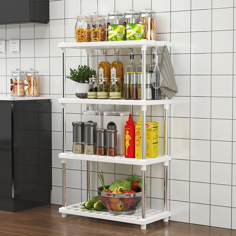 4-Layer Multi-Purpose Floor Standing Storage Rack - Bathroom, Kitchen & Living Room Organizer