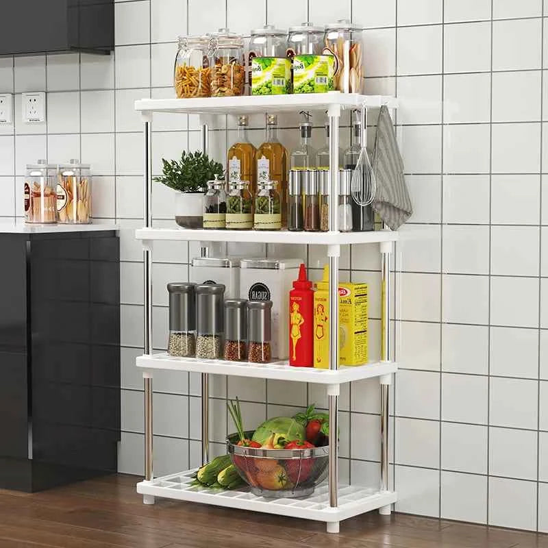 4-Layer Multi-Purpose Floor Standing Storage Rack - Bathroom, Kitchen & Living Room Organizer - Hom Haven