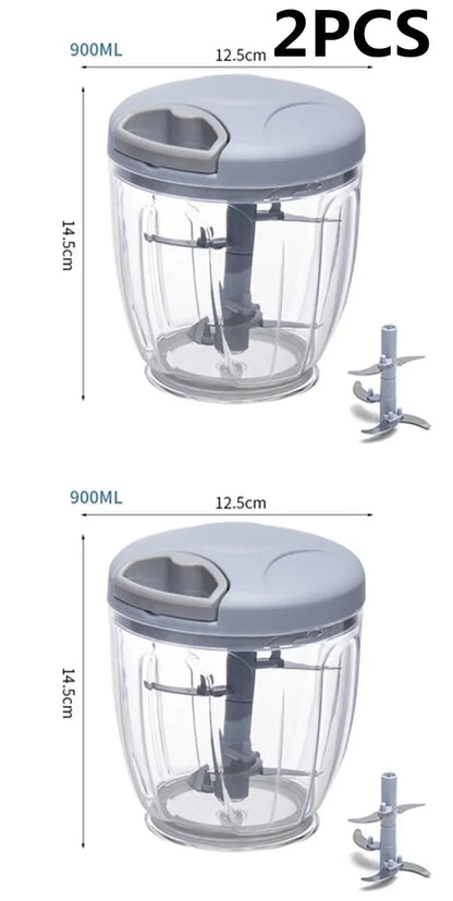 Manual Garlic Chopper & Vegetable Cutter - 500/900ml Rotating Slicer, Crusher & Meat Grinder - Hom Haven