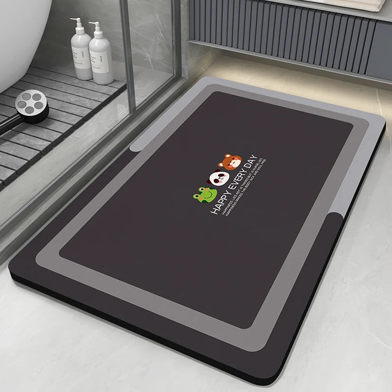 Diatomaceous Earth Bath Mat - Quick Dry Non-Slip Absorbent Shower & Bathroom Floor Rug