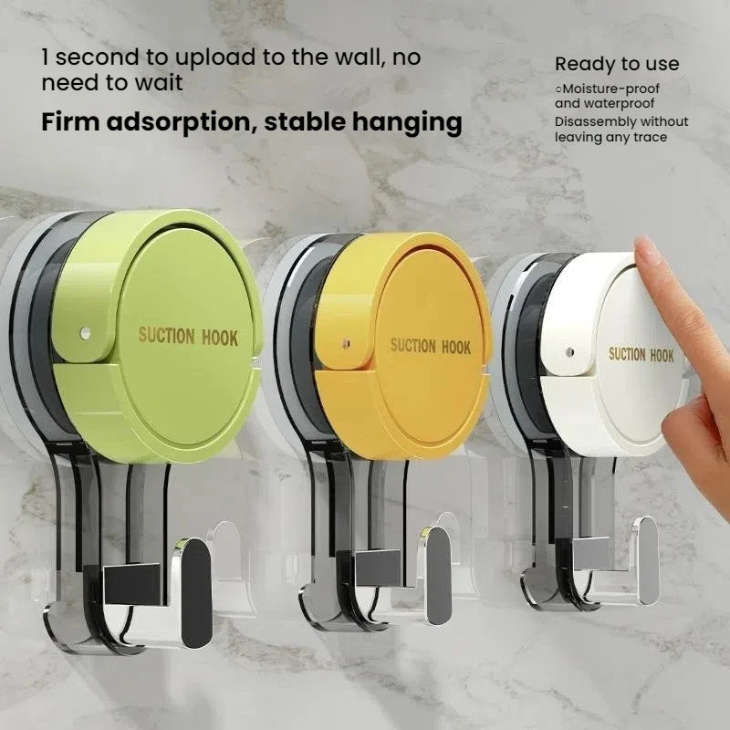 Strong Vacuum Suction Hooks - No-Drill Traceless Adhesive Hooks for Bathroom, Kitchen & Door