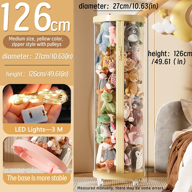 Transparent Doll Storage Box Plush Toy Organization Toy Storage Tube DIY Zipper Bins Kid Christmas Gift Children's Toy Organizer