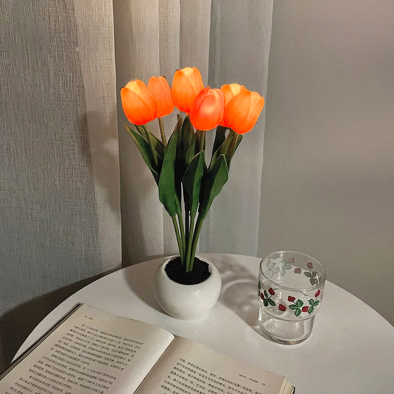 LED Tulip Night Lamp Decorative Flower Desk Light Gift for Room Decor