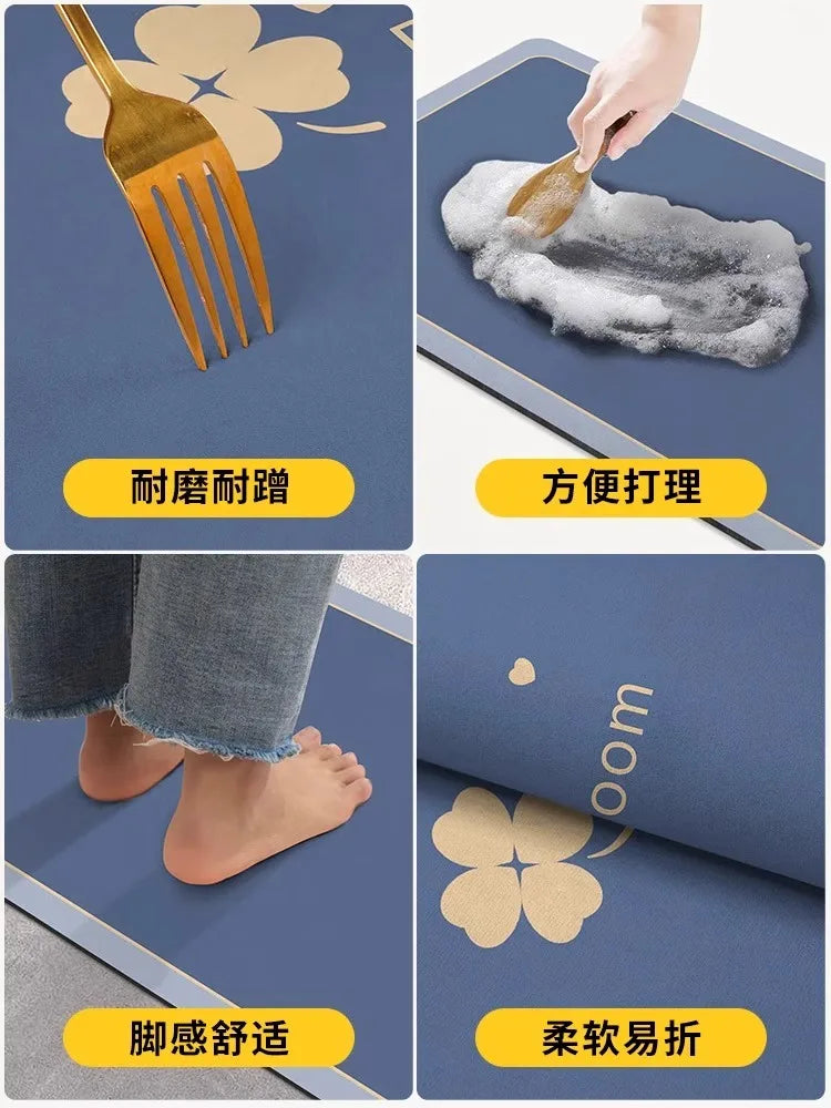 Diatomaceous Earth Bath Mat - Quick Dry Non-Slip Absorbent Shower & Bathroom Floor Rug