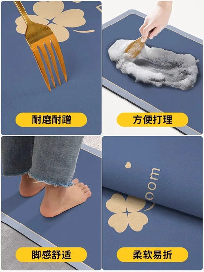 Diatomaceous Earth Bath Mat - Quick Dry Non-Slip Absorbent Shower & Bathroom Floor Rug - Hom Haven