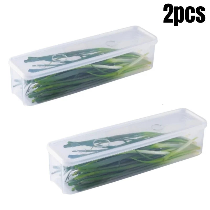 1/2/4Pcs Refrigerator Storage Boxes With Lid Plastic Fresh Keeping Box Kitchen Scallions Cilantro Eggs Noodles Sealed Container