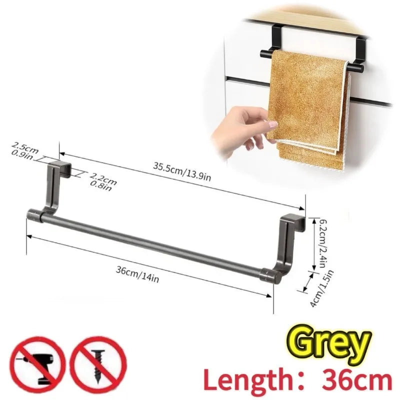 1/2pcs Wall-Mounted Kitchen Cabinet Towel Rack - Space-Saving Dishcloth Holder for Home and Bathroom No Drilling Require