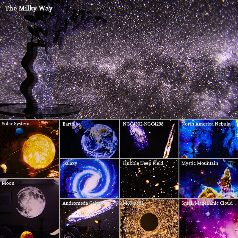 Galaxy Starry Sky Projector 360° Rotating Night Light for Bedroom Decor