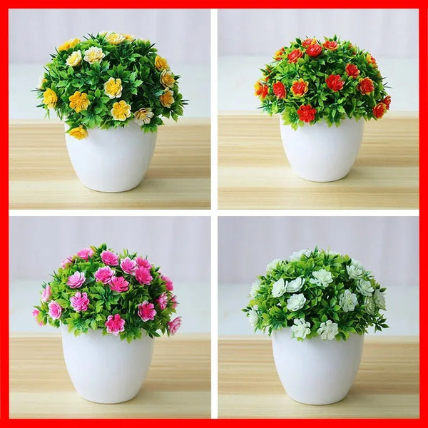 Artificial Bonsai Potted Plant - Small Fake Flower Ornament for Home, Hotel & Garden Decoration - Hom Haven