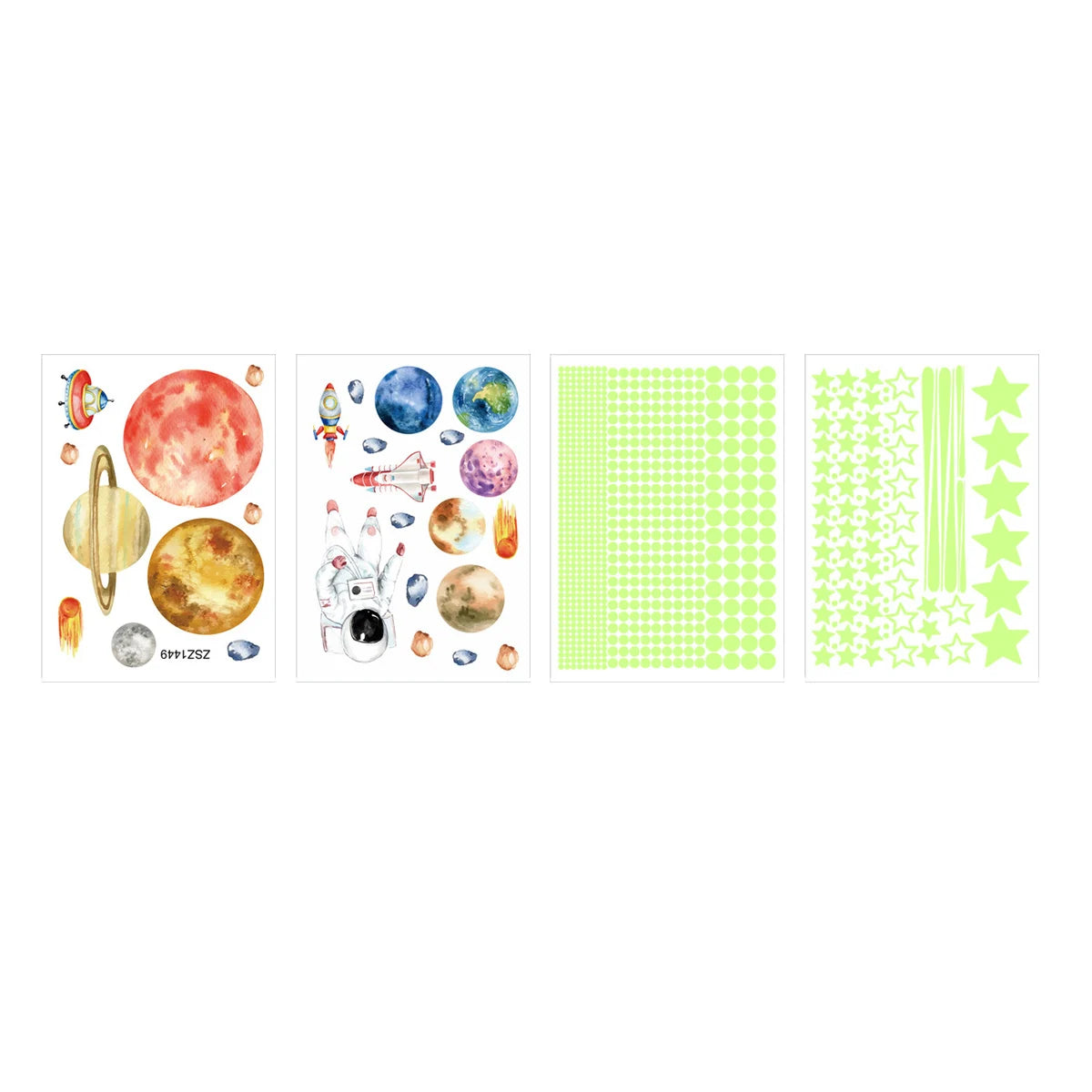 849-Piece Glow in the Dark Stars Wall Stickers - Luminous Planet & Spaceship Ceiling Decals for Kids Room DIY Decor