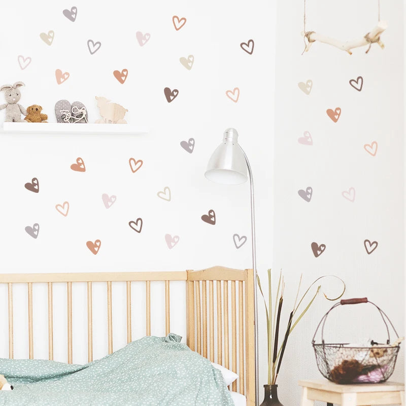 36-Piece Boho Heart Wall Stickers - Trendy Bohemian Wall Decals for Living Room, Bedroom & Nursery - Hom Haven