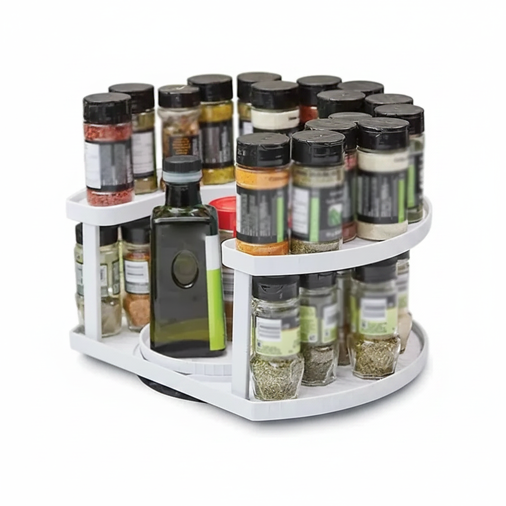 Adjustable Rotating Spice Rack Organizer, Large-Capacity Kitchen Storage Holder