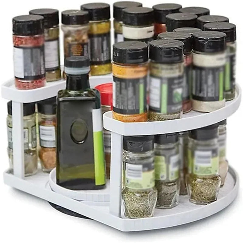 Adjustable Rotating Spice Rack Organizer, Large-Capacity Kitchen Storage Holder