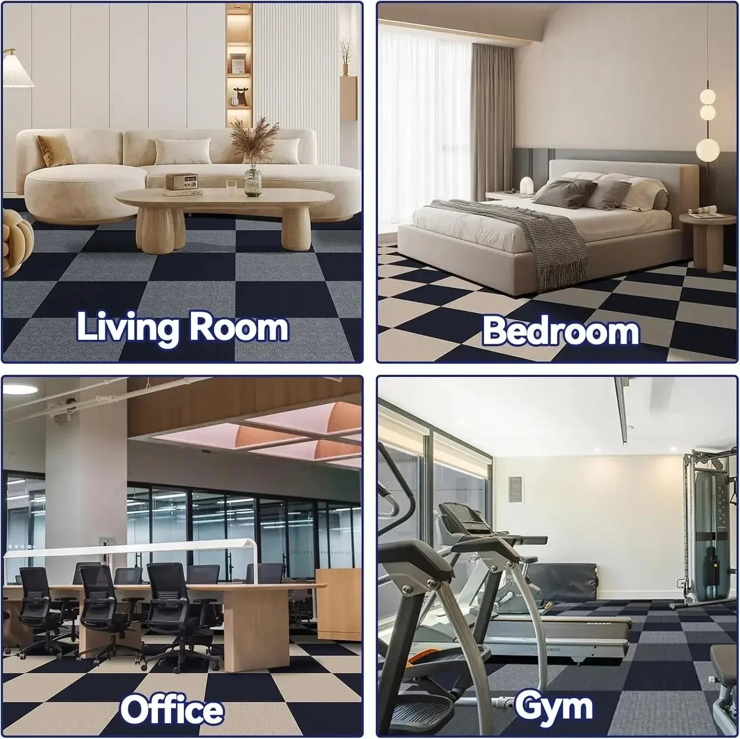 10pcs 30x30/40x40cm Self Adhesive Carpet Floor Tiles Sticker Square Rugs Peel and Stick Mat DIY Flooring for Bedroom Home Decor