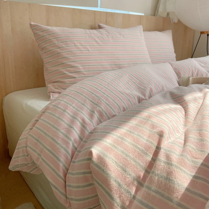 100% cotton Soft Bedding Set Stripe Printing Duvet Cover with Pillow Case Bedclothes Bedspread Pillowcases Comforter Sets
