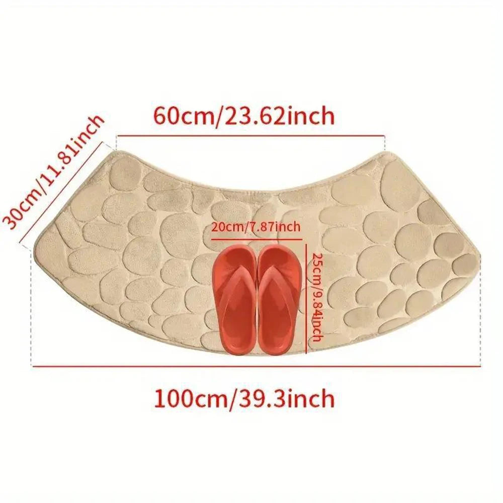 1PC Arc-Shaped Water-Absorbing Floor Mat, Sector-Shaped Carpet, Shower Room Entrance Foot Mat, Toilet Bathroom Anti-Slip Mat