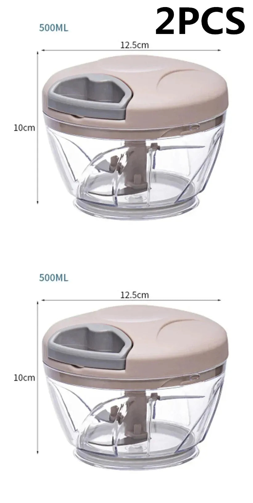 Manual Garlic Chopper & Vegetable Cutter - 500/900ml Rotating Slicer, Crusher & Meat Grinder