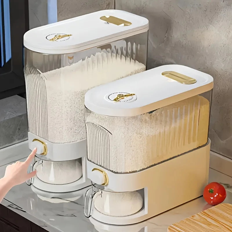 5kg/10kg Rice Dispenser - Large Pantry Storage Container with Measuring Cup