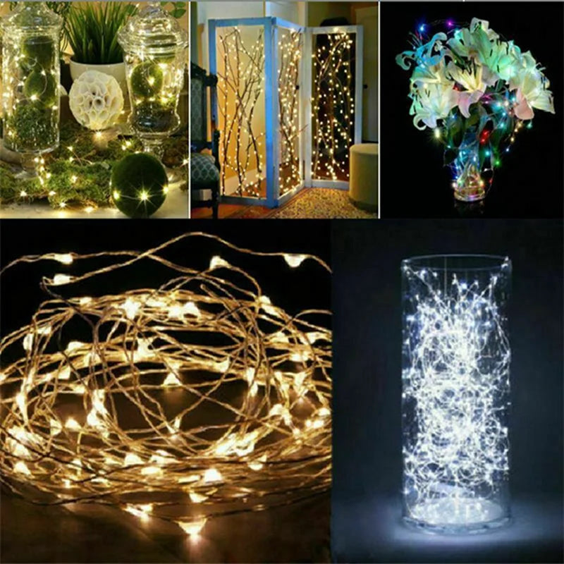 Fairy Light String LED Copper Wire - Battery Powered Bedroom, Garden & Wedding Decoration (1/2/3/5/10M) - Hom Haven
