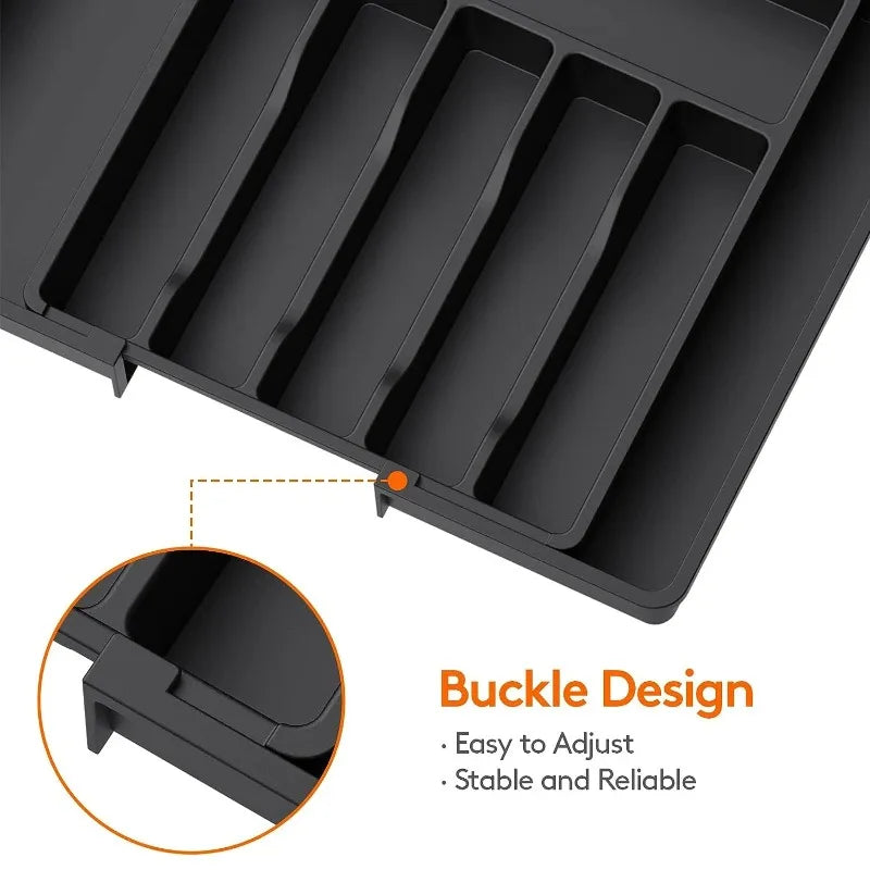 Adjustable Flatware Drawer Organizer Multifunctional Kitchen Utensil Storage Rack