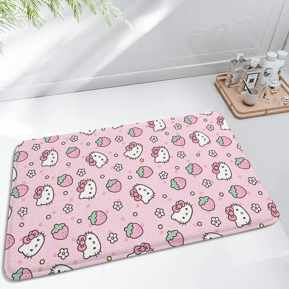 Cute H-hello-K-Kitty Floor Mat Bathroom Absorbent Mat Simple Door Dirt-resistant Mat Home Kitchen Mat Foot Mat Entry Mat