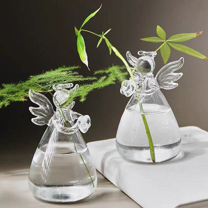 Angel Figurine Crystal Glass Vase Mini 5.5cm - Handmade Tabletop Decor for Home, Office & Wedding Gift - Hom Haven