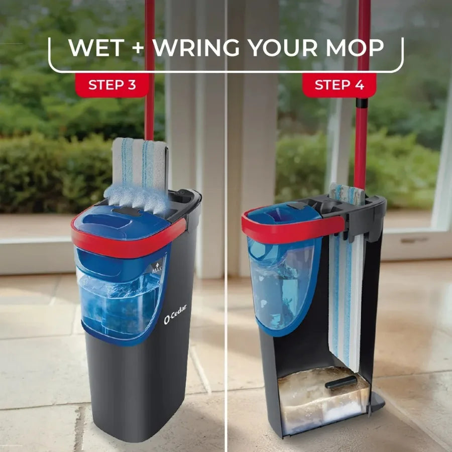 O-Cedar H2prO Flat Mop System Dual-Tank Clean and Dirty Water Separation