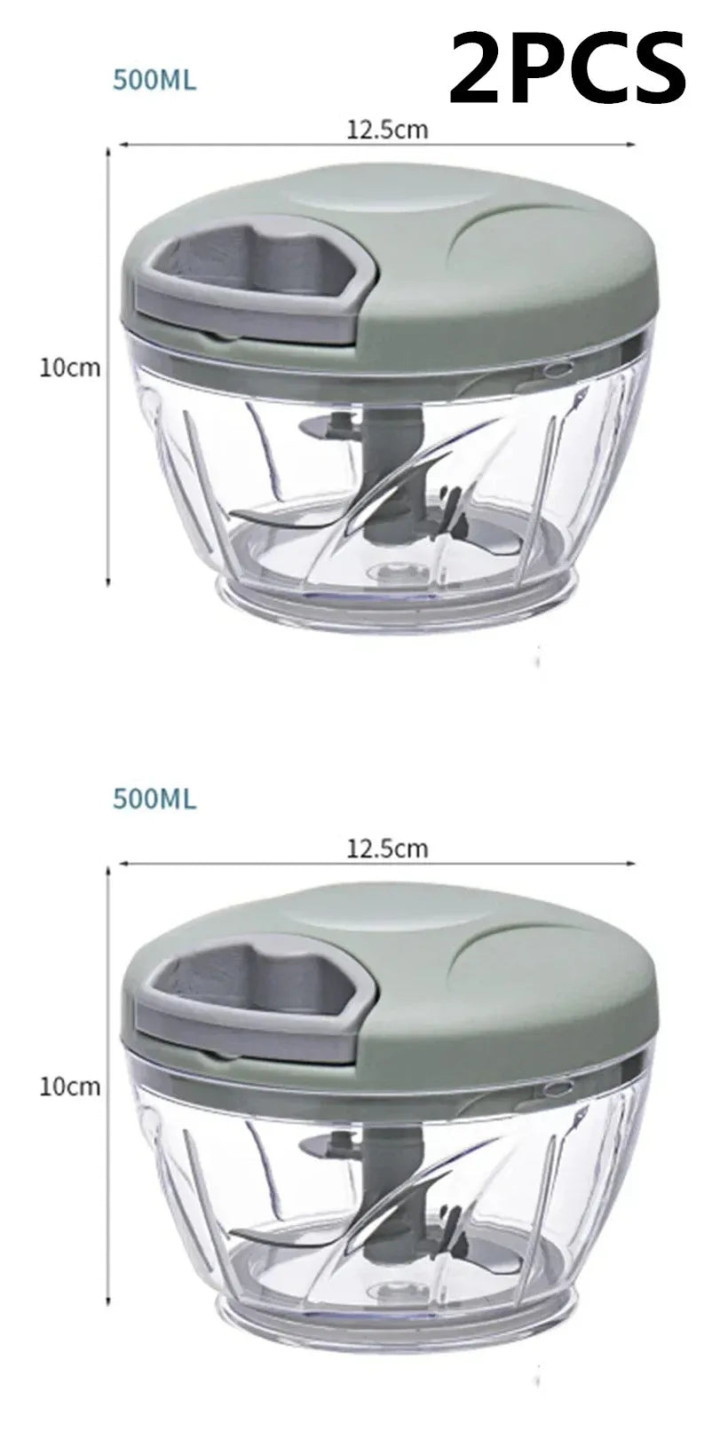 Manual Garlic Chopper & Vegetable Cutter - 500/900ml Rotating Slicer, Crusher & Meat Grinder