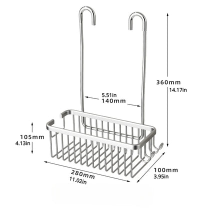 No-Drill Shower Rack & Toilet Storage Basket - Wall-Mounted Aluminum Bathroom Shelf for Bath Products - Hom Haven