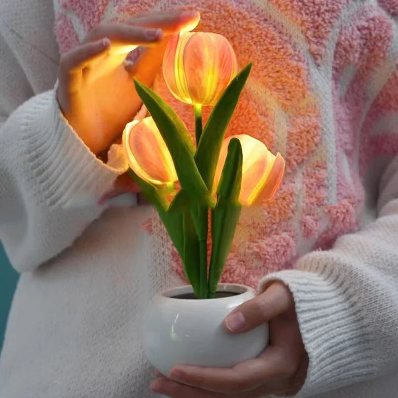LED Tulip Night Lamp Decorative Flower Desk Light Gift for Room Decor