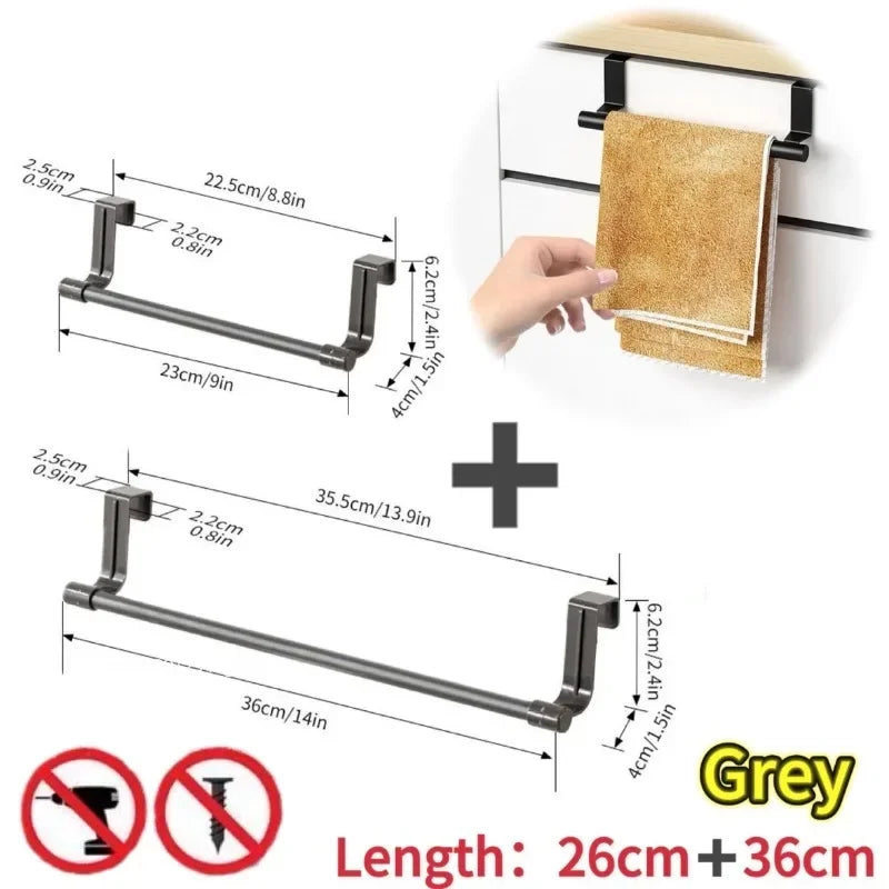 1/2pcs Wall-Mounted Kitchen Cabinet Towel Rack - Space-Saving Dishcloth Holder for Home and Bathroom No Drilling Require
