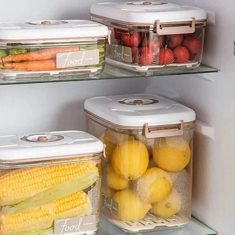 Vacuum Sealed Food Storage Box - Large Capacity Transparent Fresh-Keeping Kitchen Container with Pump