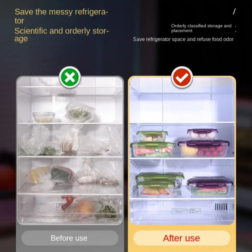 Sealed Rectangular Refrigerator Storage Box - Stackable Microwave-Safe Plastic Lunch Box with Lid