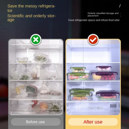 Sealed Rectangular Refrigerator Storage Box - Stackable Microwave-Safe Plastic Lunch Box with Lid - Hom Haven