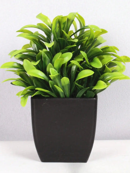Mini Artificial Eucalyptus Potted Plant - Fake Plant in Black Pot for Indoor Home, Office & Bathroom Decor - Hom Haven