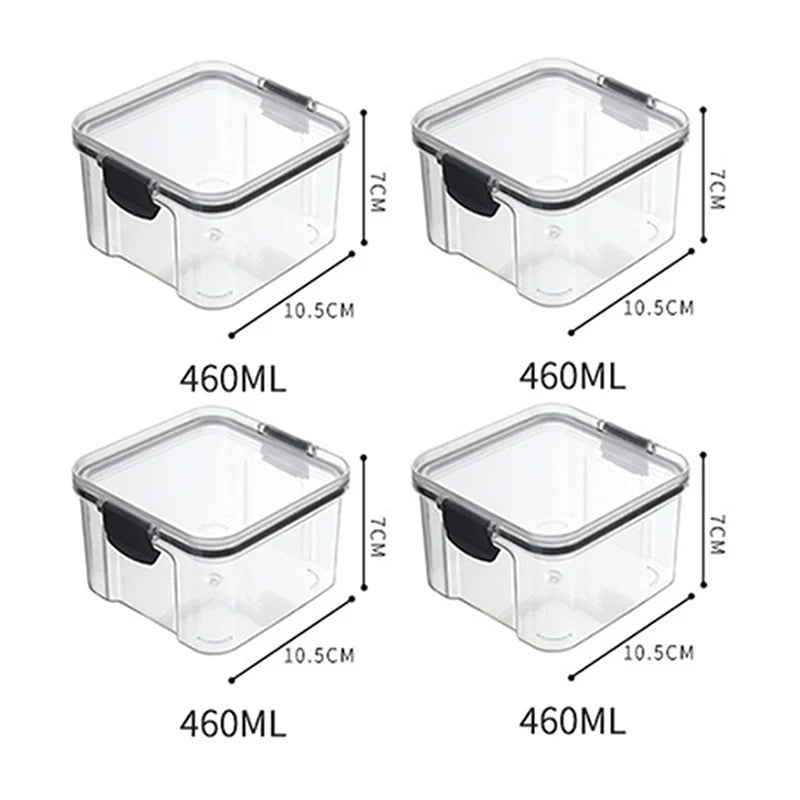 5-Piece Transparent Sealed Storage Jar Set - Stackable Airtight Kitchen Organizer for Dried Goods & Multigrain (700ml-1800ml)