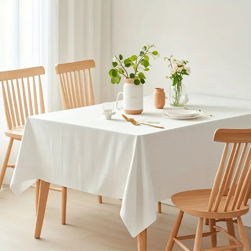 White Table Cloth Waterproof Anti Scratch Polyester Tablecloth Decorative Washable Fabric Table Cover Home Dining Buffet Party